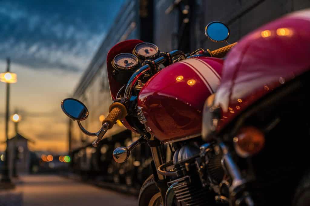 motorcycle on the road at dusk